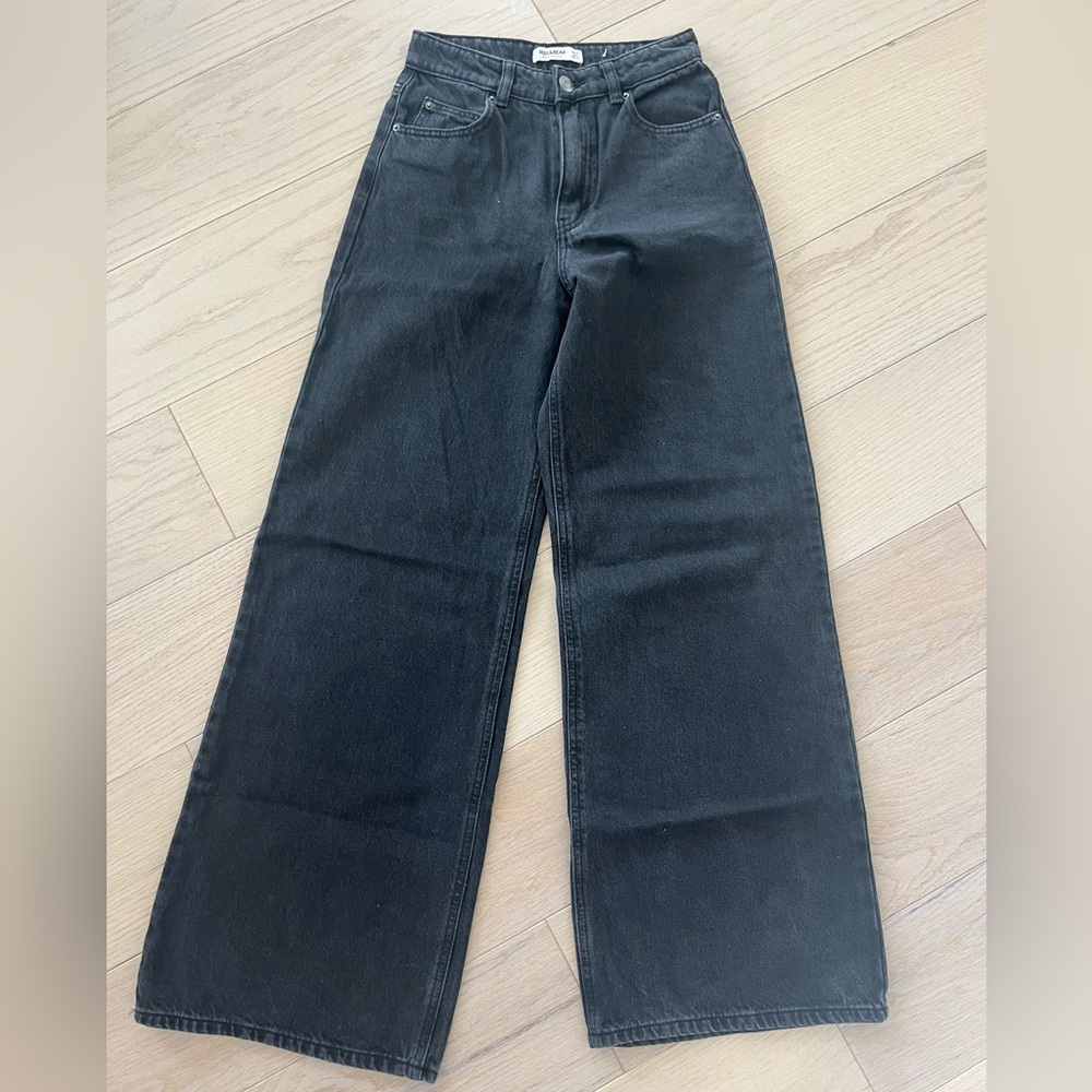 Pull&Bear Black Wide-Leg High-Rise Jeans
